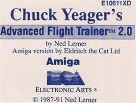 Top of cartridge artwork for Chuck Yeager's Advanced Flight Trainer 2.0 on the Commodore Amiga.