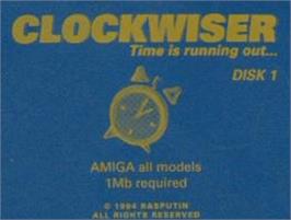Top of cartridge artwork for Clockwiser: Time is Running Out... on the Commodore Amiga.