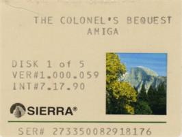 Top of cartridge artwork for Colonel's Bequest on the Commodore Amiga.