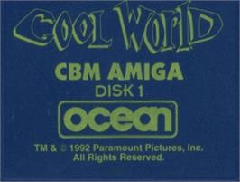 Top of cartridge artwork for Cool World on the Commodore Amiga.