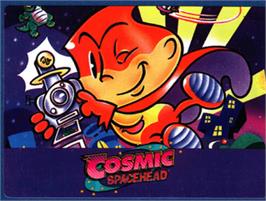 Top of cartridge artwork for Cosmic Spacehead on the Commodore Amiga.