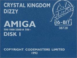 Top of cartridge artwork for Crystal Kingdom Dizzy on the Commodore Amiga.
