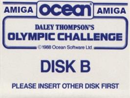 Top of cartridge artwork for Daley Thompson's Olympic Challenge on the Commodore Amiga.