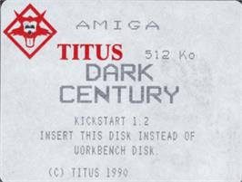 Top of cartridge artwork for Dark Century on the Commodore Amiga.