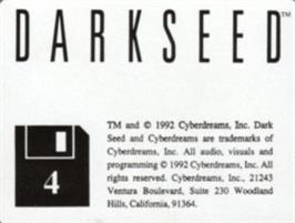 Top of cartridge artwork for Dark Seed on the Commodore Amiga.
