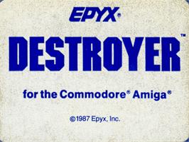 Top of cartridge artwork for Destroyer on the Commodore Amiga.