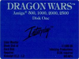 Top of cartridge artwork for Dragon Wars on the Commodore Amiga.