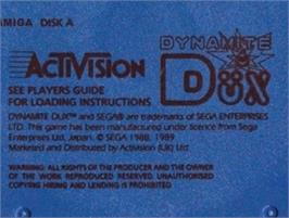 Top of cartridge artwork for Dynamite Dux on the Commodore Amiga.