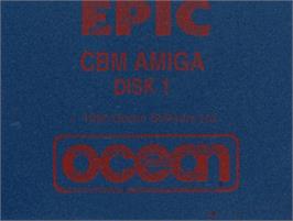 Top of cartridge artwork for Epic on the Commodore Amiga.