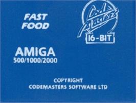Top of cartridge artwork for Fast Food on the Commodore Amiga.