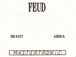 Top of cartridge artwork for Feud on the Commodore Amiga.