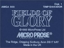 Top of cartridge artwork for Fields of Glory on the Commodore Amiga.