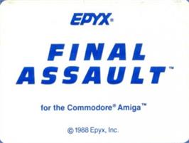 Top of cartridge artwork for Final Assault on the Commodore Amiga.