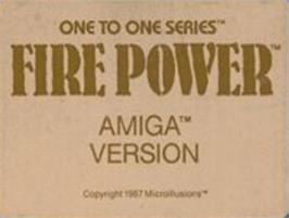 Top of cartridge artwork for Fire Power on the Commodore Amiga.
