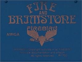 Top of cartridge artwork for Fire and Brimstone on the Commodore Amiga.