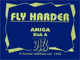 Top of cartridge artwork for Fly Harder on the Commodore Amiga.