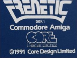 Top of cartridge artwork for Frenetic on the Commodore Amiga.