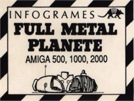 Top of cartridge artwork for Full Metal Planete on the Commodore Amiga.