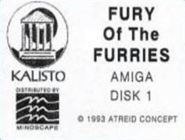 Top of cartridge artwork for Fury of the Furries on the Commodore Amiga.