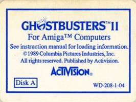 Top of cartridge artwork for Ghostbusters 2 on the Commodore Amiga.