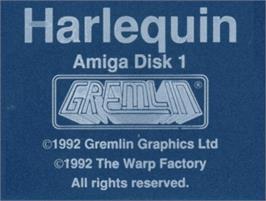 Top of cartridge artwork for Harlequin on the Commodore Amiga.