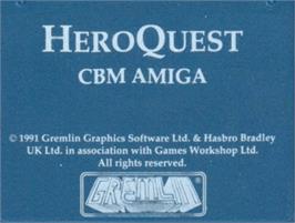 Top of cartridge artwork for Hero Quest: Return of the Witch Lord on the Commodore Amiga.