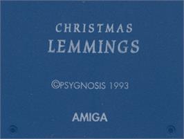 Top of cartridge artwork for Holiday Lemmings on the Commodore Amiga.