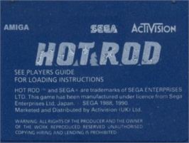 Top of cartridge artwork for Hot Rod on the Commodore Amiga.