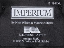 Top of cartridge artwork for Imperium on the Commodore Amiga.