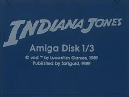 Top of cartridge artwork for Indiana Jones and the Last Crusade: The Graphic Adventure on the Commodore Amiga.