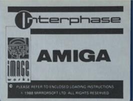Top of cartridge artwork for Interphase on the Commodore Amiga.