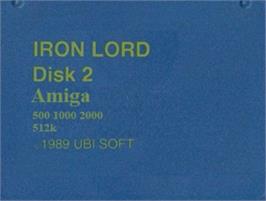 Top of cartridge artwork for Iron Lord on the Commodore Amiga.