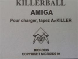 Top of cartridge artwork for Killerball on the Commodore Amiga.