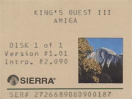 Top of cartridge artwork for King's Quest III: To Heir is Human on the Commodore Amiga.