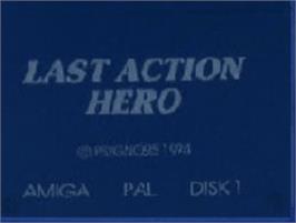 Top of cartridge artwork for Last Action Hero on the Commodore Amiga.