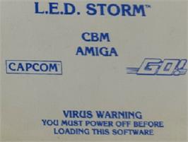 Top of cartridge artwork for Led Storm on the Commodore Amiga.