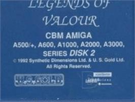 Top of cartridge artwork for Legends of Valour on the Commodore Amiga.