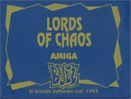 Top of cartridge artwork for Lords of Chaos on the Commodore Amiga.