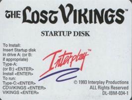 Top of cartridge artwork for Lost Vikings on the Commodore Amiga.
