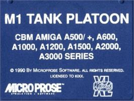 Top of cartridge artwork for M1 Tank Platoon on the Commodore Amiga.