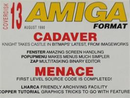 Top of cartridge artwork for Menace on the Commodore Amiga.