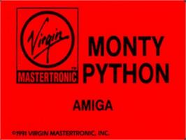 Top of cartridge artwork for Monty Python's Flying Circus on the Commodore Amiga.