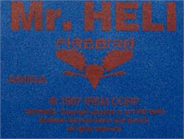 Top of cartridge artwork for Mr. Heli on the Commodore Amiga.
