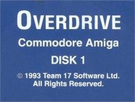 Top of cartridge artwork for Overdrive on the Commodore Amiga.