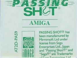 Top of cartridge artwork for Passing Shot on the Commodore Amiga.