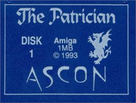 Top of cartridge artwork for Patrician on the Commodore Amiga.