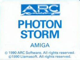 Top of cartridge artwork for Photon Storm on the Commodore Amiga.