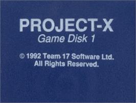 Top of cartridge artwork for Project-X on the Commodore Amiga.