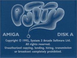 Top of cartridge artwork for Putty on the Commodore Amiga.