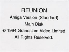 Top of cartridge artwork for Reunion on the Commodore Amiga.